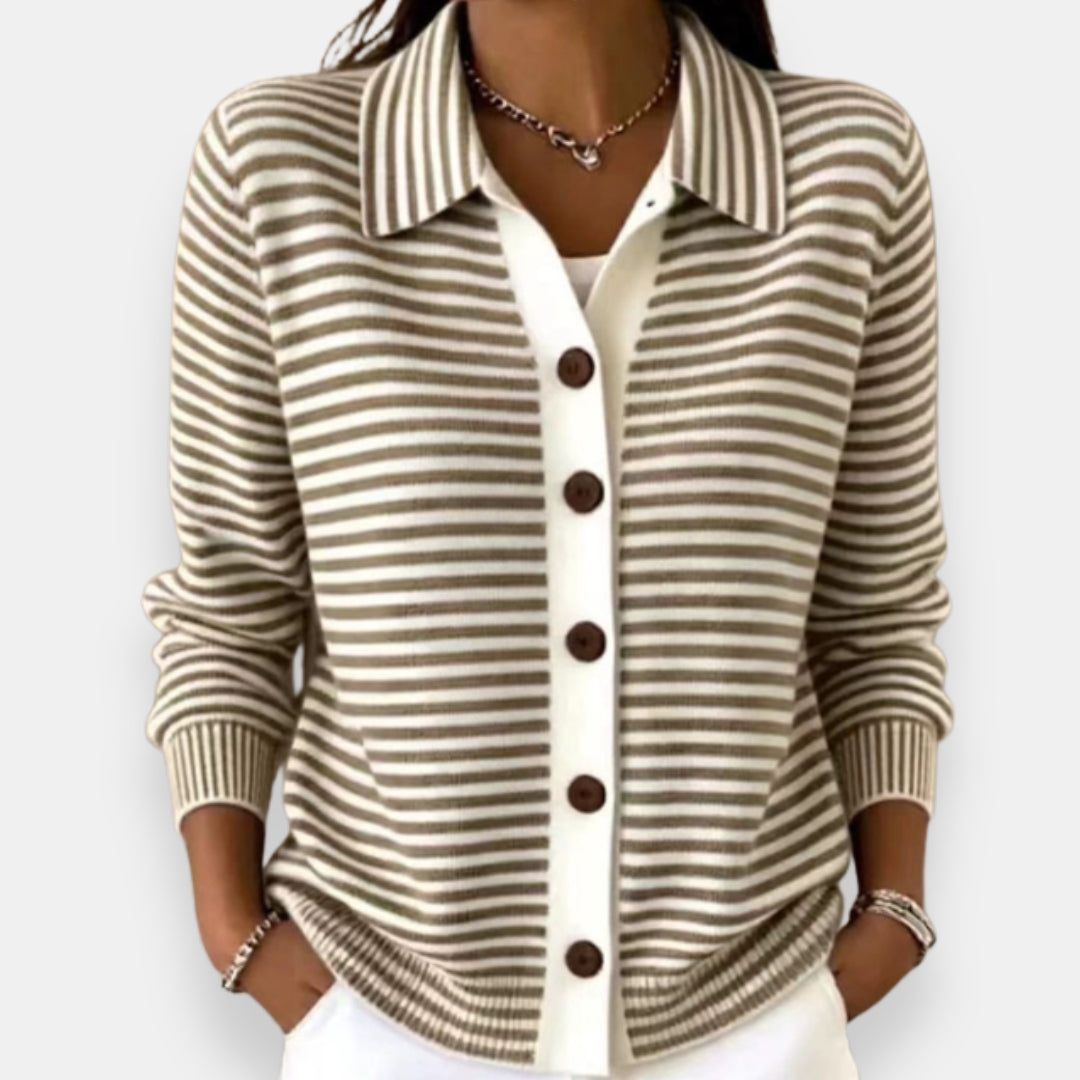 Ateliers' Striped Button Cardigan
