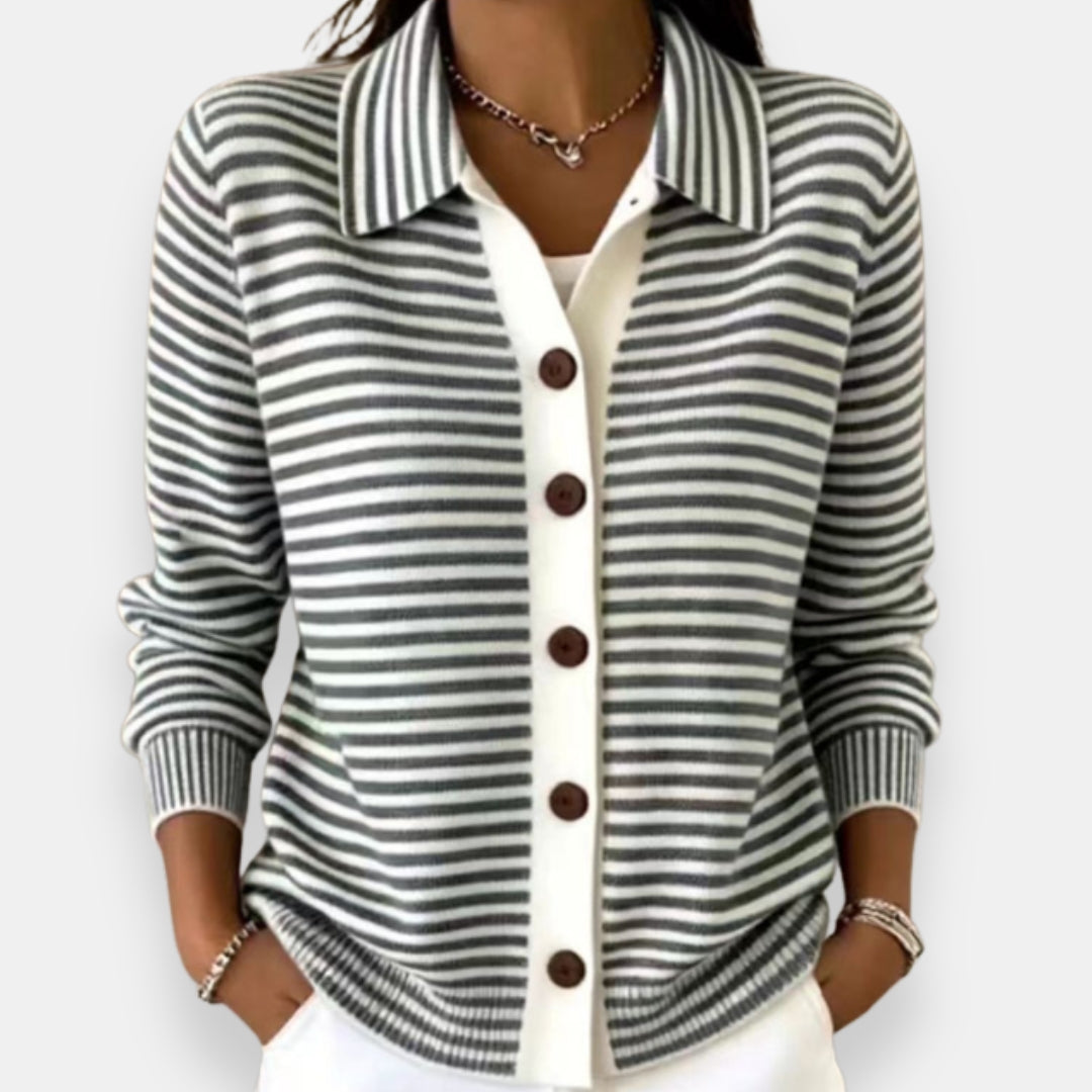 Ateliers' Striped Button Cardigan