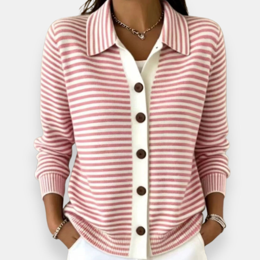 Ateliers' Striped Button Cardigan