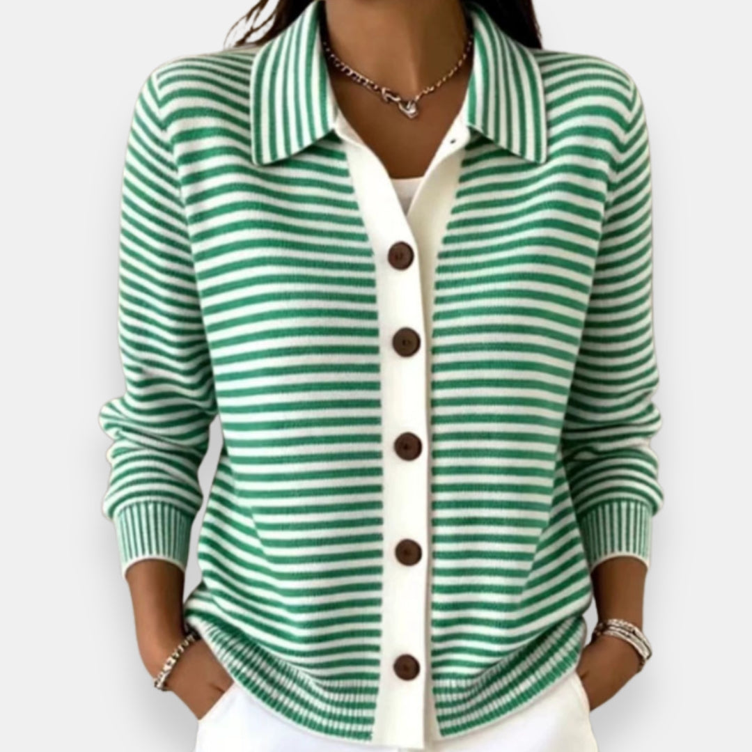 Ateliers' Striped Button Cardigan