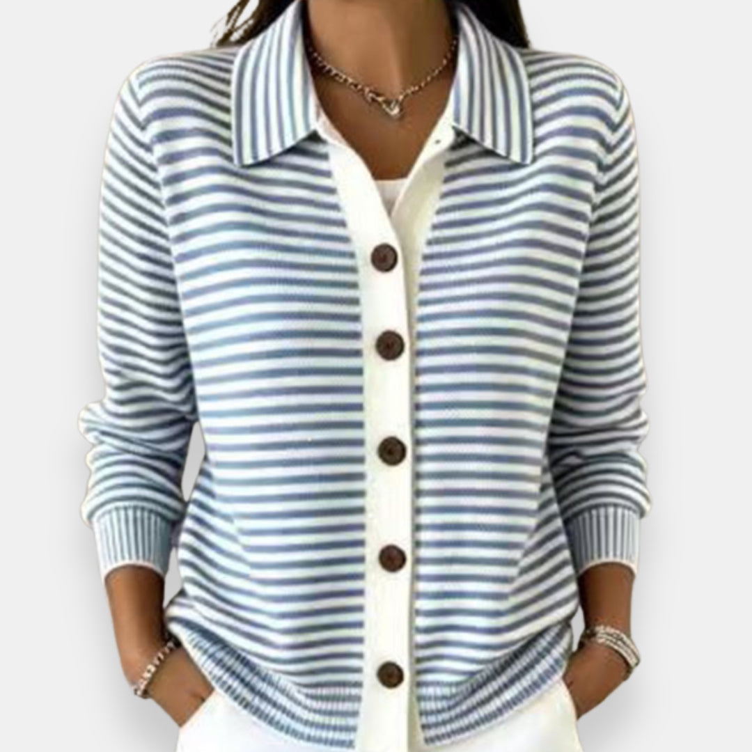 Ateliers' Striped Button Cardigan