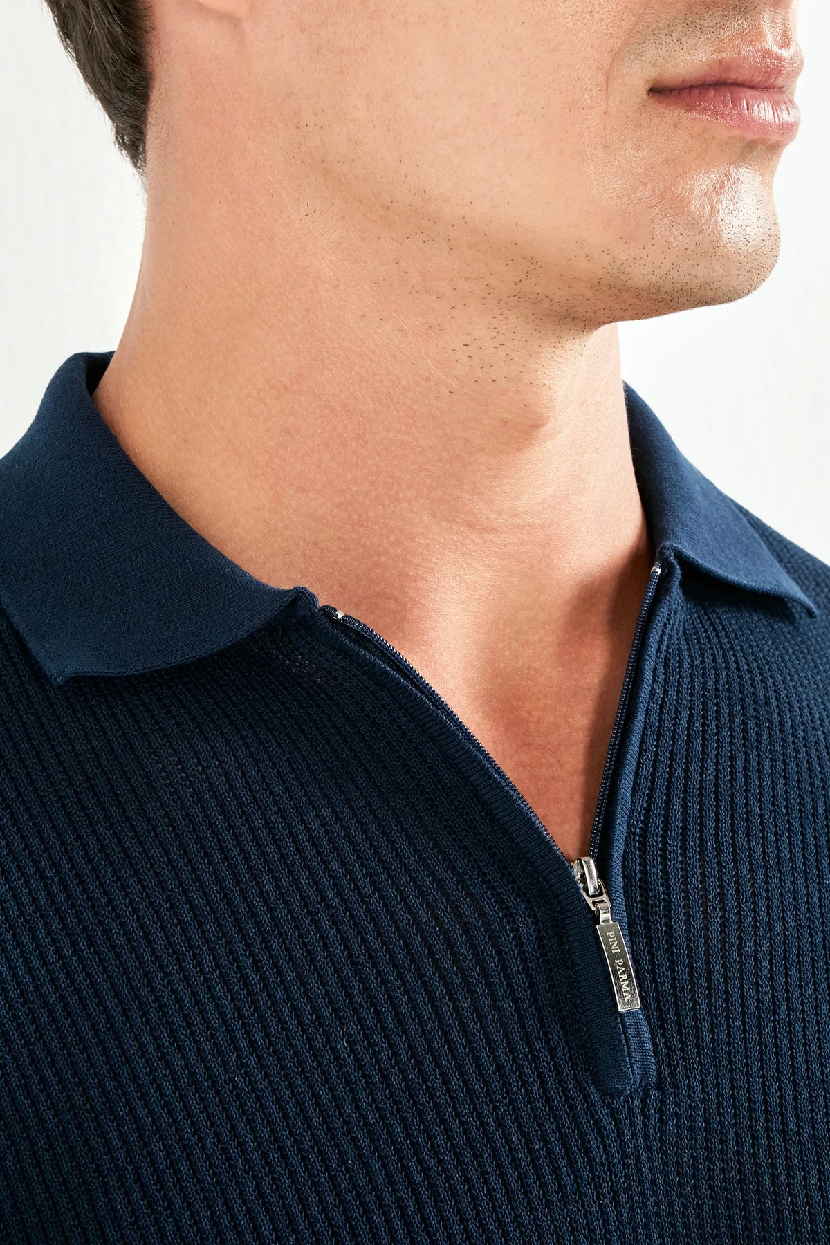 Rosemont Atelier| Blue Ribbed Zip Polo
