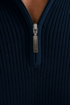 Rosemont Atelier| Blue Ribbed Zip Polo