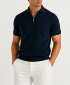 Rosemont Atelier| Blue Ribbed Zip Polo