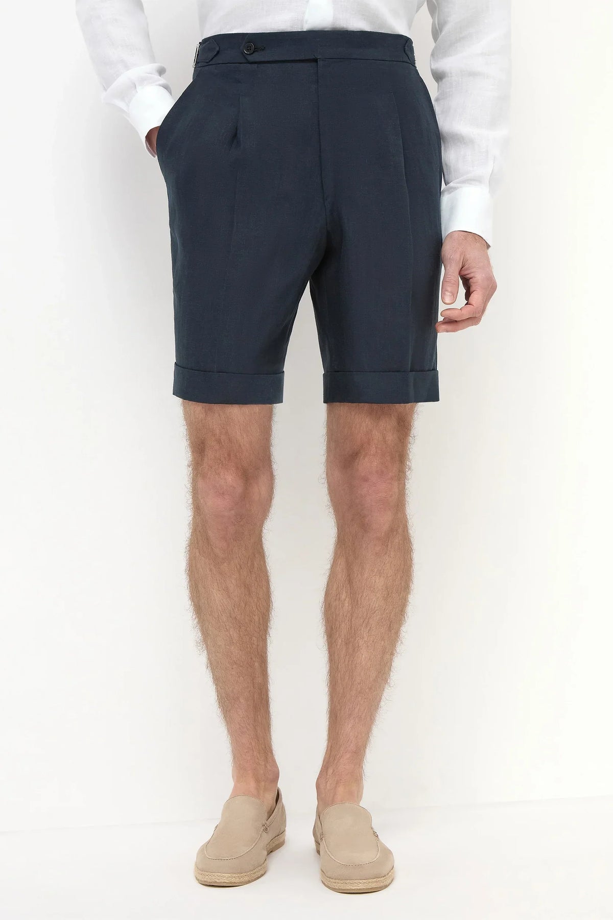 Rosemont Atelier| Navy Linen Tailored Shorts