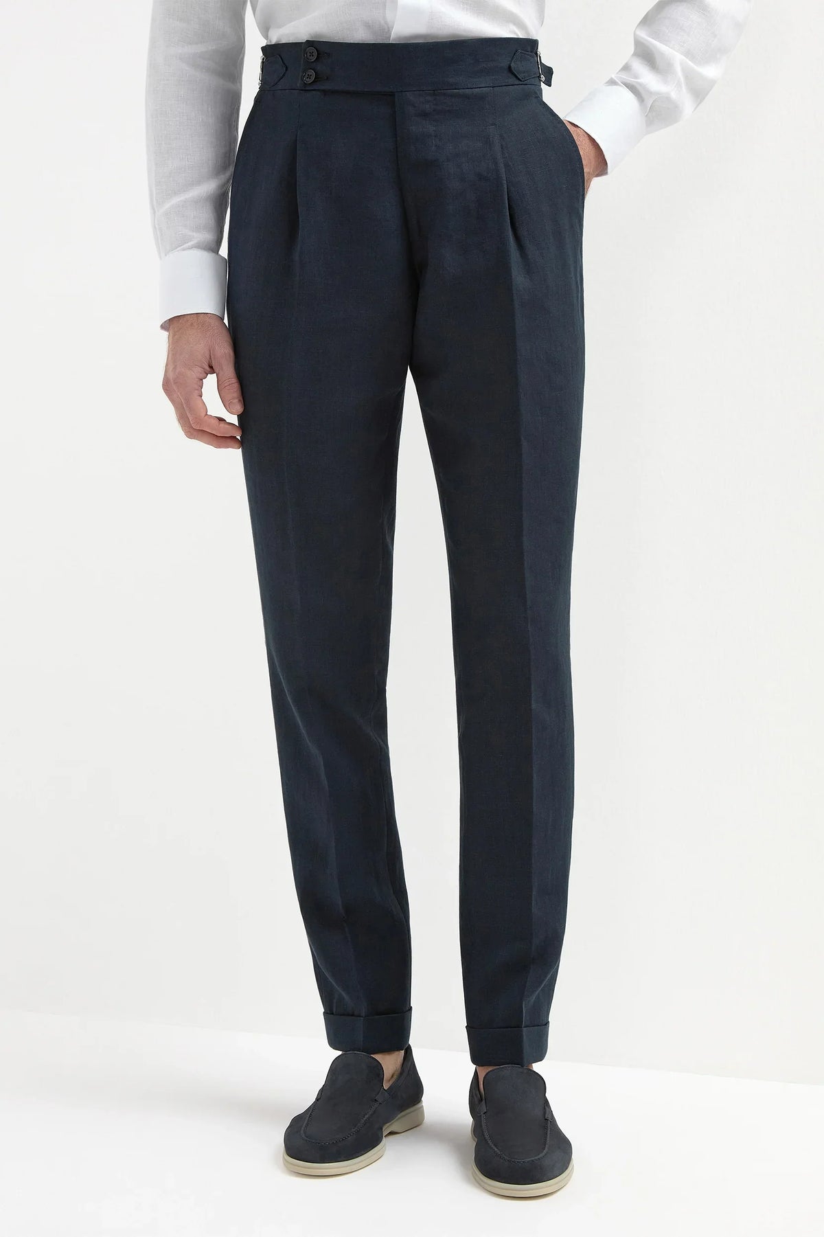 Rosemont Atelier| Navy Soragna Linen Trousers