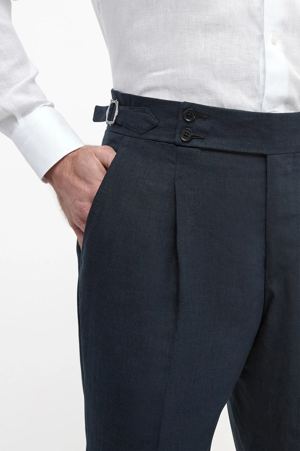 Rosemont Atelier| Navy Soragna Linen Trousers