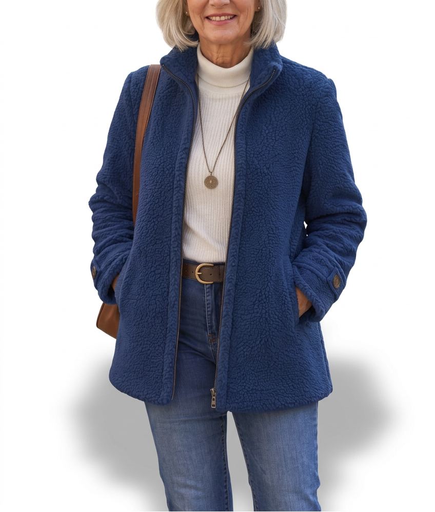 Blauwe jas met bestaand model op wit