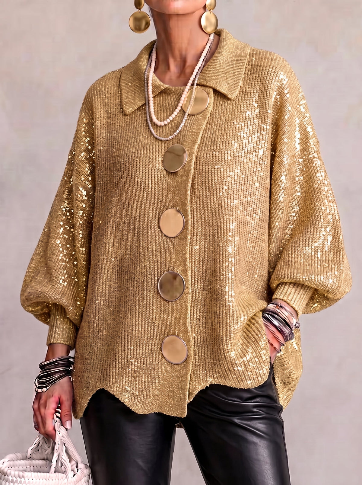 The MontClaire | Collared Cardigan With Metal Buttons
