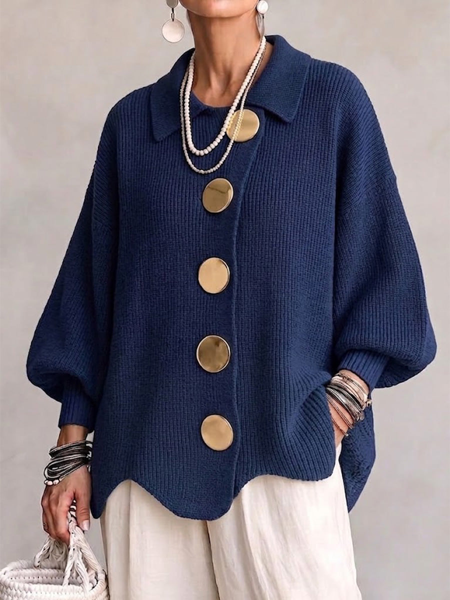 The MontClaire | Collared Cardigan With Metal Buttons