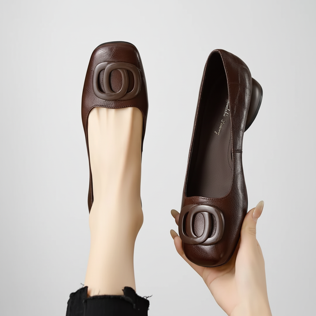 Pump Voet Omhoog Bruin – Wit