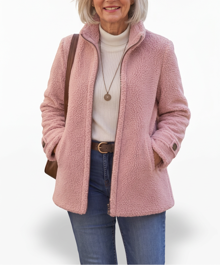Roze jas met bestaand model op wit